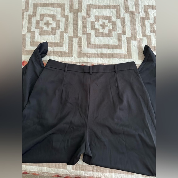 Women's Casual Wide Leg High Waisted Button Down Straight Long Trousers Pants - Picture 3 of 3